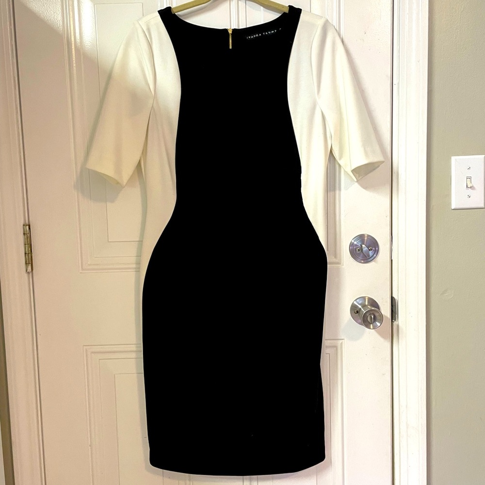 Ivanka Trump Colorblock Hourglass Dress size 10 Black/White